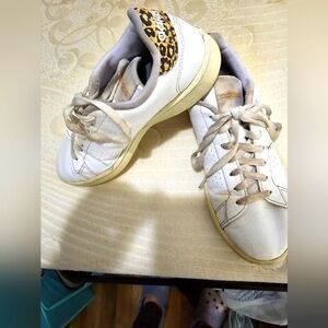 Adidas shoes white with cheetah print shoes